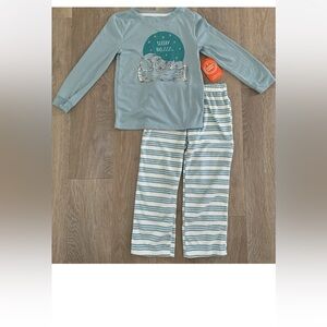 (NWT) Wonder Nation Girl’s Size 4/5 Aqua & White Striped 2 Pc Pajama Set
